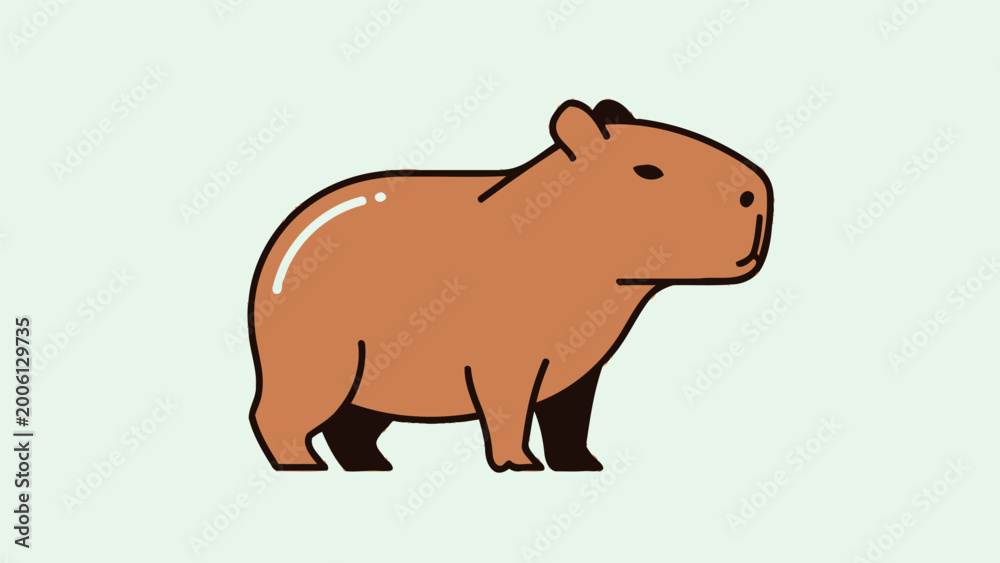 Obraz premium Cartoon Capybara Illustration Rodent Mammal Animal.