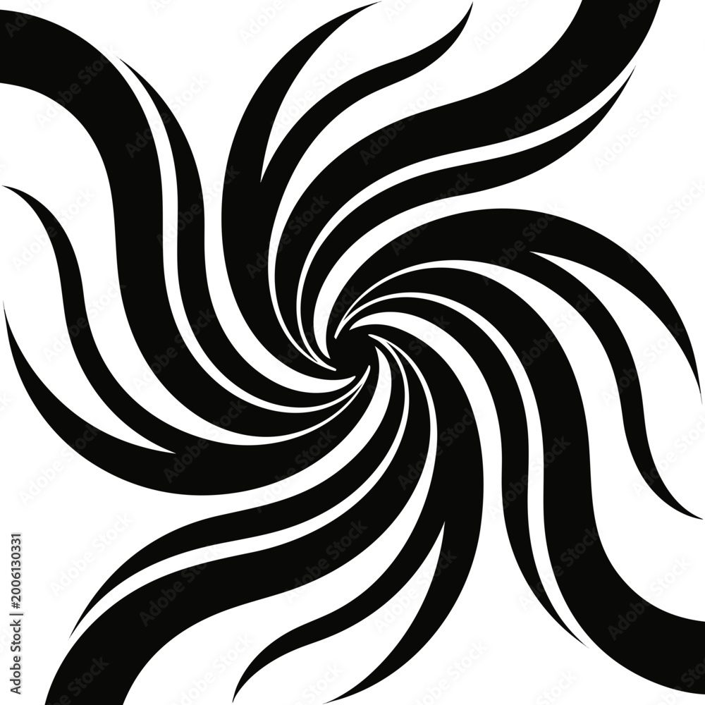Fototapeta premium Black swirl, spiral design, abstract shape, vector graphic