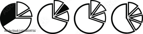 Foto Progressive circle division a visual sequence of decreasing sections