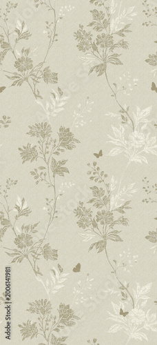 Collection of delicate muted floral and botanical seamless patterns in soft pastels