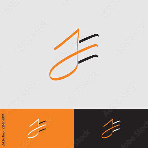 Modern Minimalist JE Letter Signature Logo Design with Elegant Orange and Black Stroke, Creative Handwritten Monogram Branding for Premium Business Identity