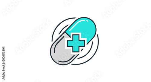 Free Download Abstract Medical Icon Depicting a Pill, Representing Healthcare and Pharmaceutical Solutions - GFXLoad