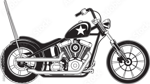Εκτύπωση καμβά Classic black harley davidson motorcycle illustration