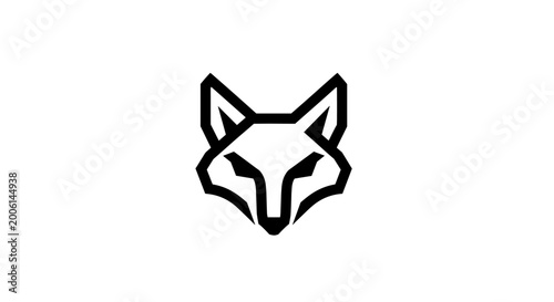 Foto A minimalist black and white line art illustration of a fox's head