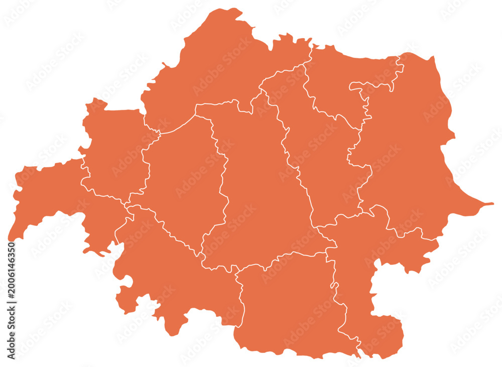 Fototapeta premium Vector Map Bogra with Thana of Bangladesh
