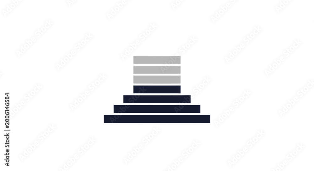 Fototapeta premium Abstract Stairway Logo Illustrates Achievement and Progress on Pristine White Background