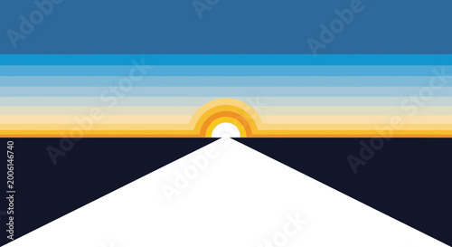 Abstract Sunrise Over A Geometric Road Leading To A Potential New Beginning