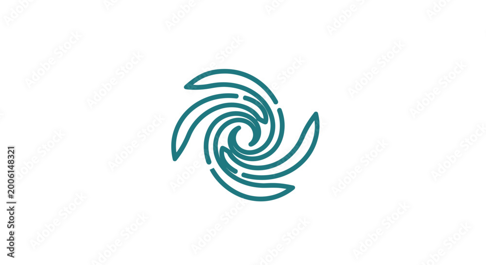 Obraz premium Abstract Teal Swirl Graphic On White Background For Logos and Design Elements