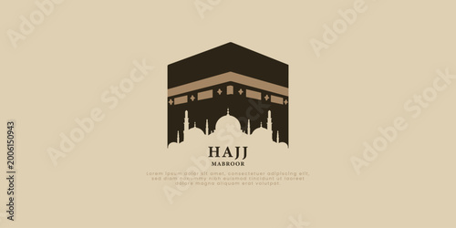 Decorative illustration of AL Hajj with the Kaaba.