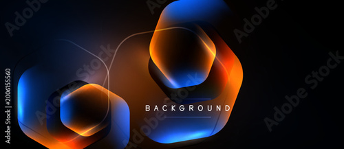 Foto Abstract geometric shapes, vibrant blue, orange hues