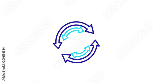 Circular Arrows Symbolizing Process, Repetition and Renewal in a Modern, Simple Style