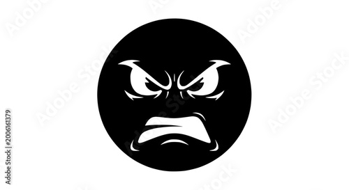 Photos Angry Face Icon, Aggressive Expression, Negative Emotion Symbol