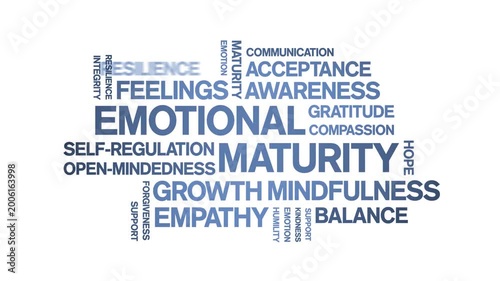 Emotional Maturity animated word cloud-text design animation tag kinetic typography seamless loop.