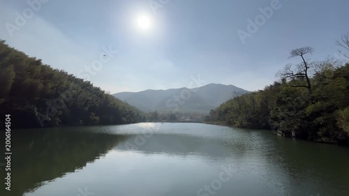 4K Yixing Bamboo Sea Lake Mountain Reflection