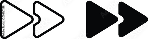 Bild auf Leinwand Simple black and white fast forward navigation buttons for user interface and me
