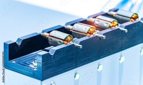 Rotor of electric motors on metal background