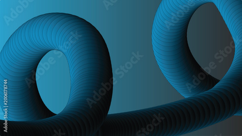 Foto Abstract blue tubular ribbon loop illustration, modern vector design with stripe
