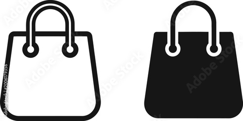 Cuadro en lienzo Two simple shopping bag icons representing retail commerce and consumer purchase