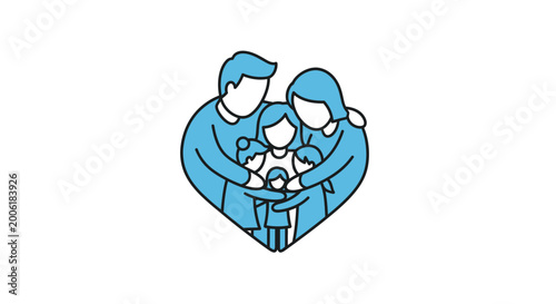 Photos Family Embrace Love Heart Symbol.
