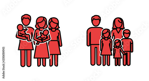 фотографія Family cartoon people standing together.