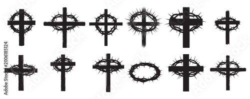 Bild auf Leinwand crown of thorn silhouette vector illustration
