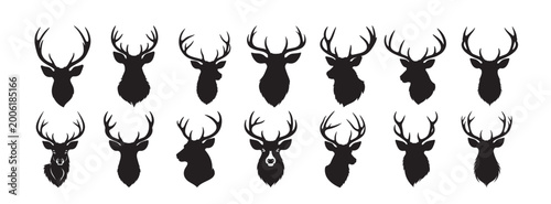 Photos deer head silhouette white background vector illustration