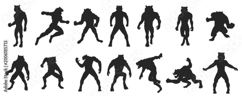 Fotografía illustration of a roaring tiger man silhouette vector tiger vector illustration