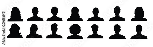 Schilderij op canvas grid of diverse male and female user profile silhouettes vector illustration