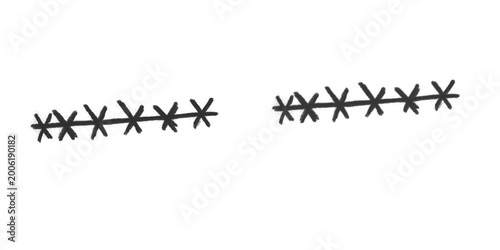 Stitched Line Scribble Brush Stroke Sewing Pattern Design Element