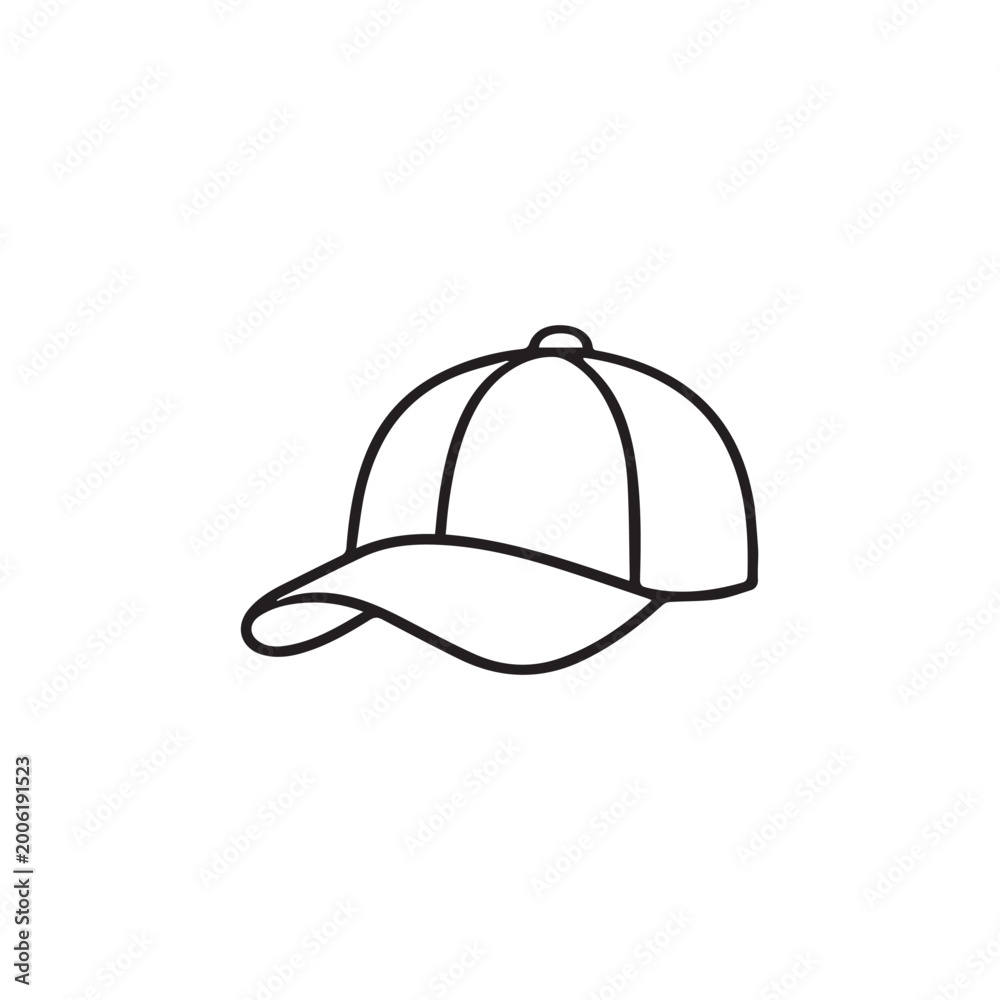 Fototapeta premium Minimalist Baseball Cap Outline Icon