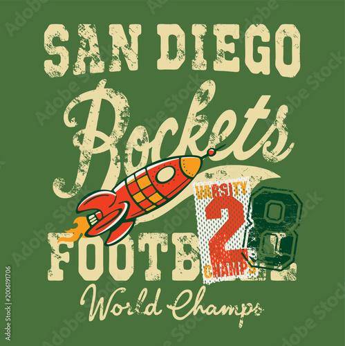 San Diego Football Champions — World Champs Emblem with Lightning Bolt