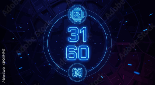 Neon Numbers in Circle Design.