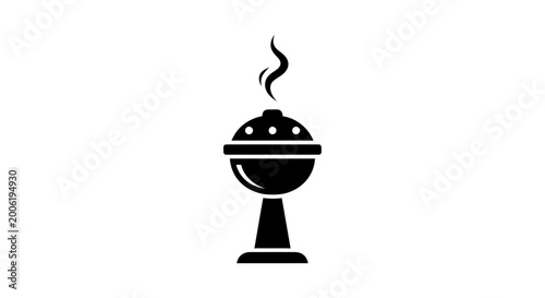 Tableau sur toile Black silhouette of a smoking grill.