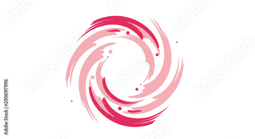 A swirling abstract design featuring shades of pink and red resembling a galaxy or vortex