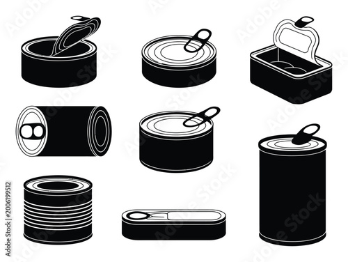 Canned Food Vector Illustration Set