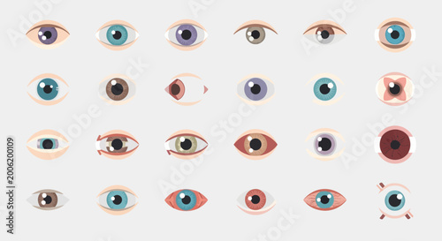 Fotografie Collection of various human eyes with different colors and expressions