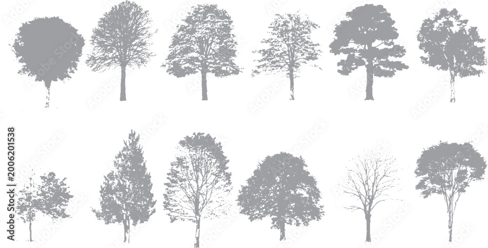 Fototapeta premium Retro trees background with photocopy grunge finish