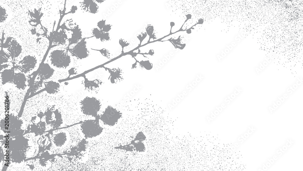 Fototapeta premium Monochrome foliage pattern with rough grunge finish Abstract leaf design with textured grunge style