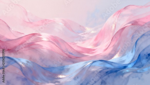 Flowing fabric in pink and blue