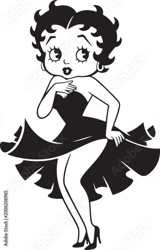 Foto Classic Betty Boop Black and White Illustration