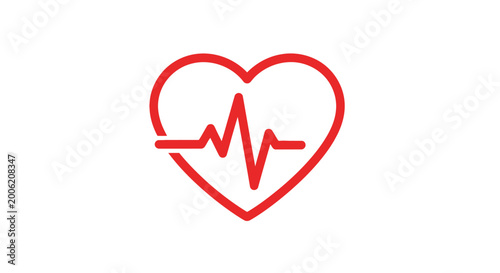 Foto Red Heartbeat Line Medical Symbol Icon.