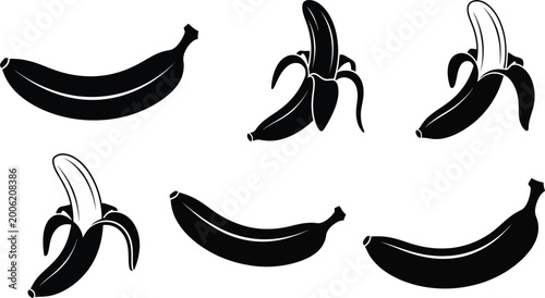 Black and white banana various stages of peeling bananas fruit unpeeled