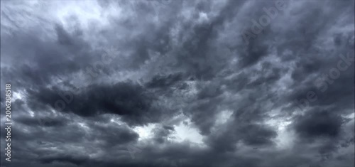 Dramatic dark storm clouds moving loop background. Moody dark clouds background loop