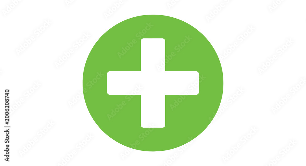 Obraz premium plus sign icon bright green and white isolated on white