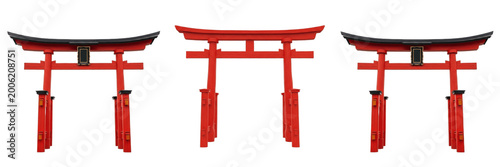 Traditional Japanese Torii Gate PNG, Red Shinto Shrine Portal Isolated on Transparent Background, Japan Travel Culture Design Element.