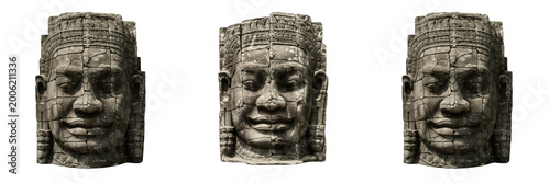 Photos Ancient Stone Buddha Head PNG, Zen Meditation Statue Isolated on Transparent Background, Spiritual Buddhism Religious Art Element