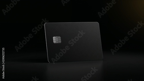 Black Credit Card on Dark Background with Subtle Lighting Effects