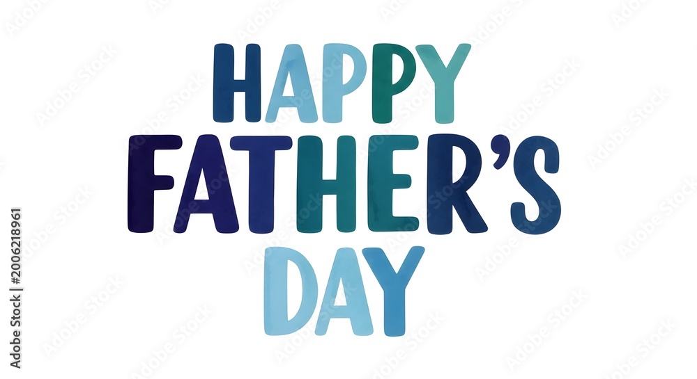 Fototapeta premium Happy father's day vibrant watercolor typography for celebrating dad perfect for cards gifts