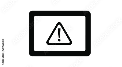 Free Download A simplified black and white illustration depicts a warning symbol inside a rectangular frame - GFXLoad