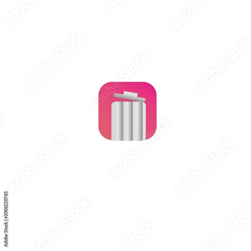 Pink Gradient Trash Can Delete Icon for Mobile 
App and Web UI Design Isolated Vector